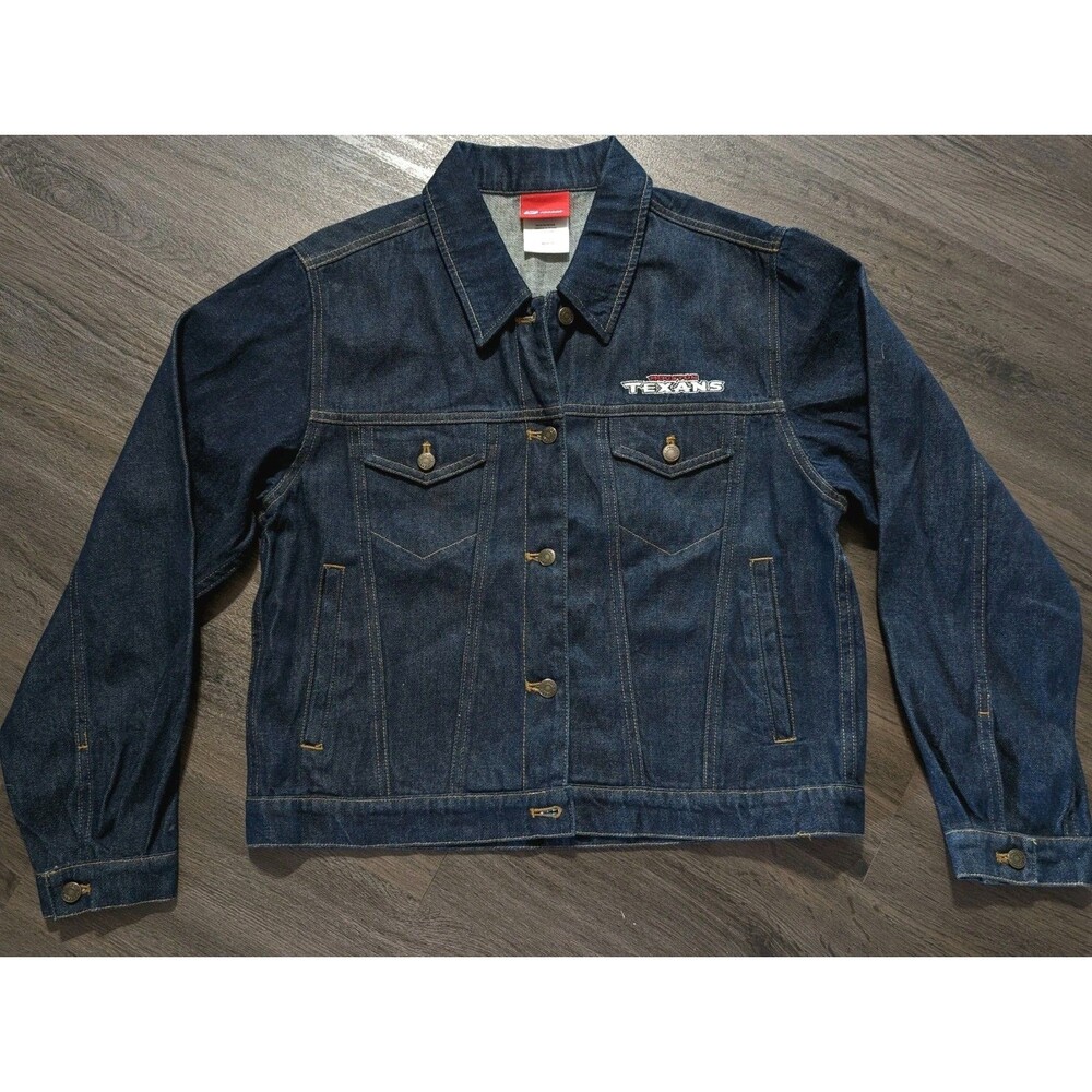 Houston Texans Football Reebok Denim Jacket Medium Dark Wash 100% Cotton Button